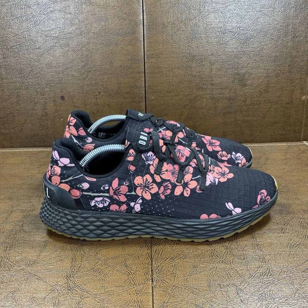 Nobull Ripstop Runner Black Cherry Blossom Floral Sneakers Women’s Size 8
